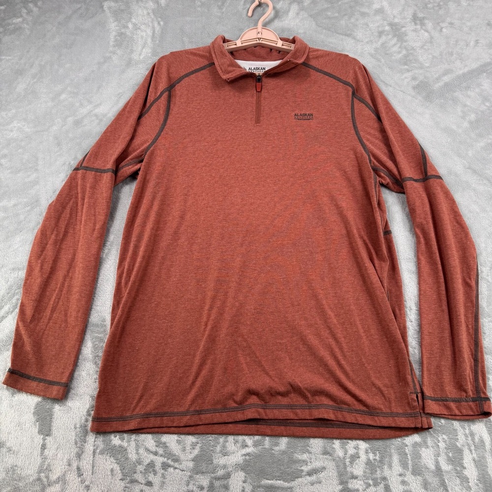 Alaskan‎ Hardgear 1/4 Zip Pullover Mens M Orange Rust Fishing Shirt Standard Fit